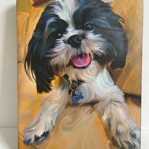 Robert  McClintock Dog painting Baby Zu - Shih Tzu  11”x14” Hanging Artwork